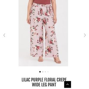 Torrid Lilac Purple Floral Crepe Wide Leg Pants